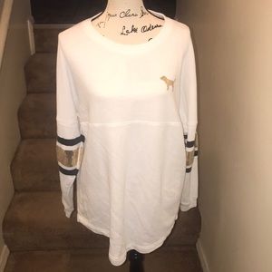 PINK Sz M Gold and Silver Sequin Sweatshirt.